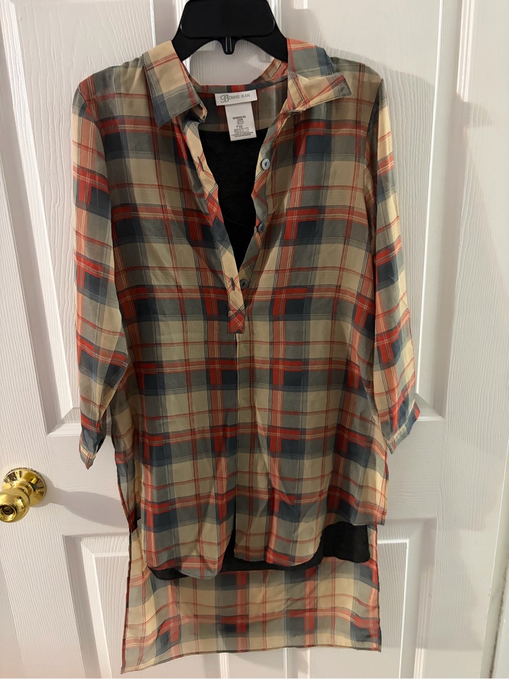 Bonnie Jean Plaid Top in Cream, Rust & Slate